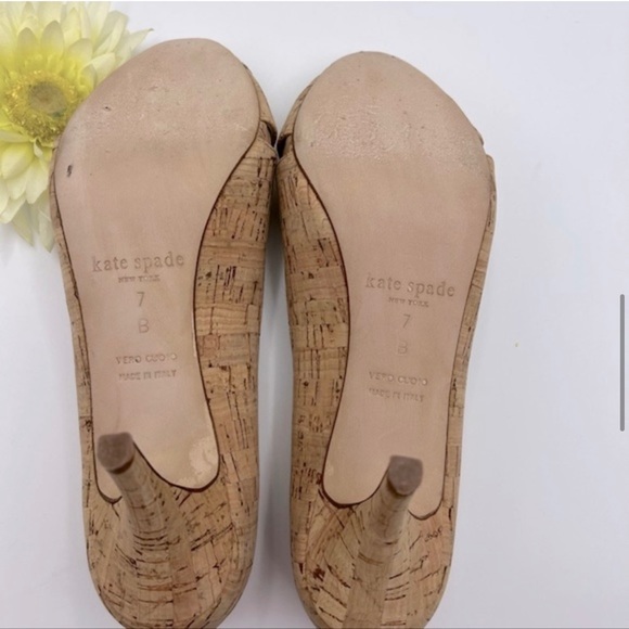 Kate Spade 'Billie' cork peep toe heels Size 7 - Picture 5 of 5